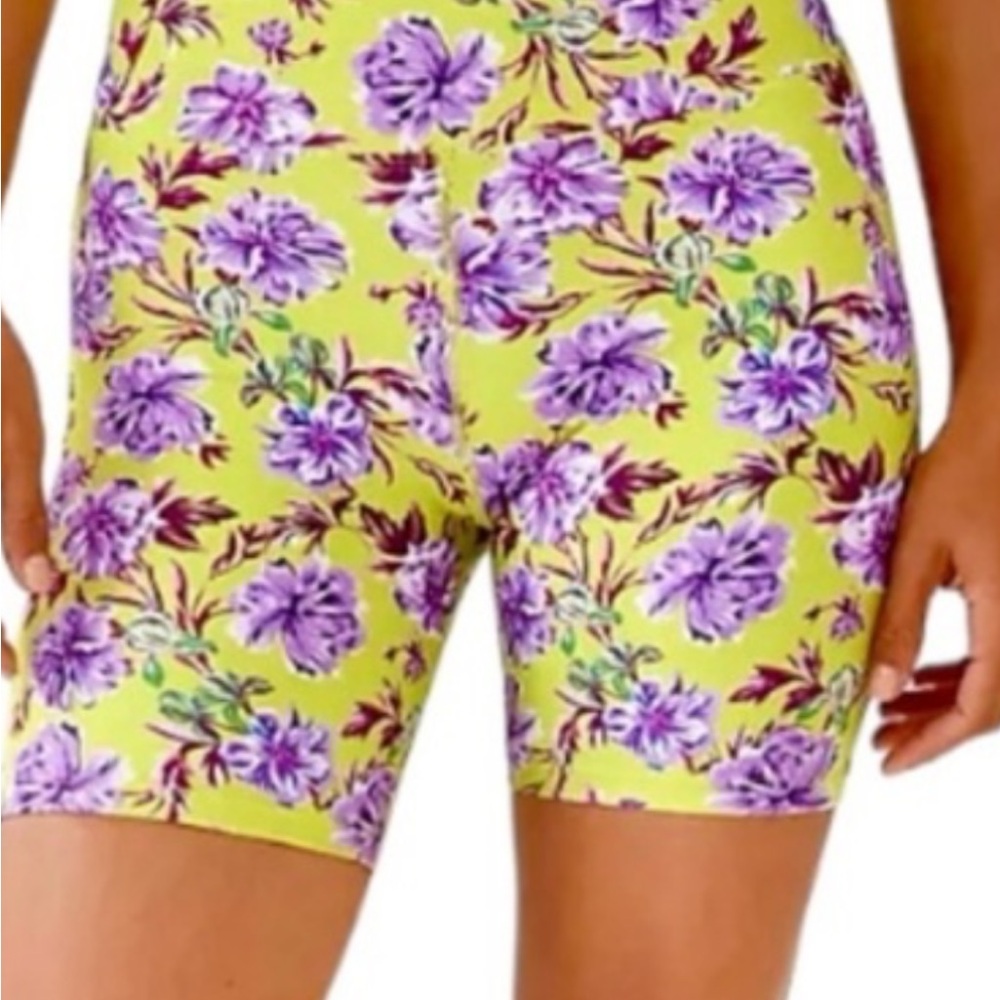 Beach Riot Gardenia Purple Floral Bike Shorts